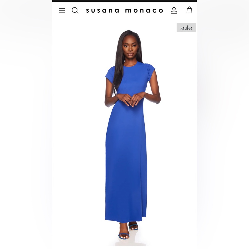 Susana Monaco Blue Bodycon Maxi Dress Open Back for Cocktail